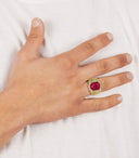 Mens Gold Plated Ruby Ring | 20 Grams