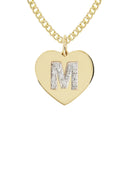 14K Gold Diamond Ladies Initial Heart Pendant Necklace