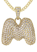 10K Yellow Gold Bubble Letter "M" CZ Necklace | Appx. 14.9 Grams
