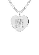 14K White Gold Diamond Ladies Initial Heart Pendant Necklace