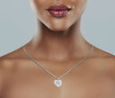 14K White Gold Diamond Ladies Initial Heart Pendant Necklace