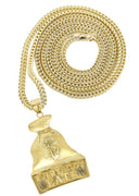 10K Yellow Gold Franco Chain & Gold Money Bag Pendant | Appx. 21.6 Grams
