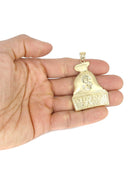 10K Yellow Gold Franco Chain & Gold Money Bag Pendant | Appx. 21.6 Grams