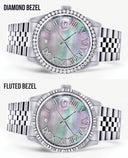 Diamond Mens Rolex Datejust Watch 16200 | 36Mm | Dark Mother Of Pearl Dial | Roman Numeral | Jubilee Band