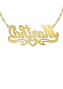 Ladies Diamond Cut Heart Name Plate Necklace | Appx. 7.3 Grams