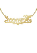 14K Ladies Two Tone Hearts Name Plate Necklace | Appx. 7.8 Grams