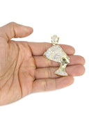 10K Yellow Gold Cuban Chain & Cz Nefertiti Pendant | Appx. 20.7 Grams