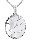 10K White Gold Large Diamond Oval Picture Pendant Necklace | Appx. 23 Grams