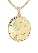 10K Yellow Gold Medium Diamond Oval Picture Pendant Necklace | Appx. 19 Grams
