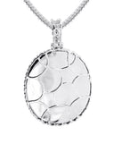 10K White Gold Medium Diamond Oval Picture Pendant Necklace | Appx. 19 Grams