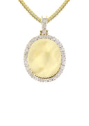 10K Yellow Gold Small Diamond Oval Picture Pendant Necklace | Appx. 17 Grams
