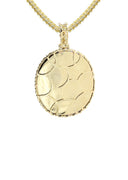 10K Yellow Gold Small Diamond Oval Picture Pendant Necklace | Appx. 17 Grams