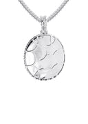 10K White Gold Small Diamond Oval Picture Pendant Necklace | Appx. 17 Grams