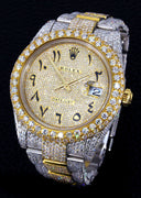 Diamond Iced Out Rolex Datejust 41 | 25 Carats Of Diamonds | Custom Full Diamond Arabic Dial | Oyster Band