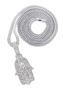 14K White Gold Diamond Hamsa Necklace | 1.25 Carats