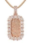 14K Rose Gold Diamond Dog Tag Necklace | 3.22 Carats