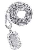 14K White Gold Diamond Dog Tag Necklace | 3.22 Carats