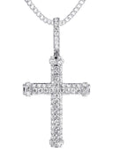 14K White Gold Diamond Cross Necklace | 1.28 Carats