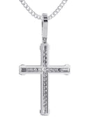 14K White Gold Diamond Cross Necklace | 1.28 Carats
