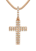 14K Rose Gold Diamond Cross Necklace | 0.98 Carats