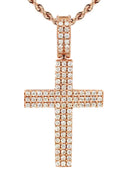 14K Rose Gold Diamond Cross Necklace | 1.69 Carats