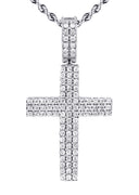 14K White Gold Diamond Cross Necklace | 1.69 Carats