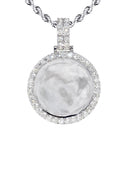 14K White Gold Diamond Round Picture Pendant Necklace | 3.11 Carats | Appx. 20.6 Grams