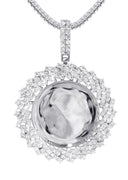 14K White Gold Diamond Round Picture Pendant Necklace | 3.85 Carats | Appx. 12.5 Grams