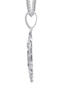 14K White Gold Diamond Round Picture Pendant Necklace | 3.85 Carats | Appx. 12.5 Grams