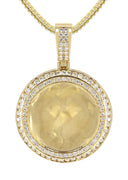 14K Yellow Gold Diamond Round Picture Pendant Necklace | 4.25 Carats | Appx. 21 Grams
