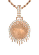 14K Rose Gold Diamond Round Drip Picture Pendant Necklace | 1.4 Carats | Appx. 16 Grams