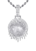 14K White Gold Diamond Round Drip Picture Pendant Necklace | 1.4 Carats | Appx. 16 Grams