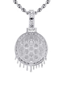 14K White Gold Diamond Round Drip Picture Pendant Necklace | 1.4 Carats | Appx. 16 Grams