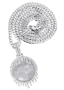 14K White Gold Diamond Round Drip Picture Pendant Necklace | 2.5 Carats | Appx. 21.9 Grams