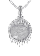 14K White Gold Diamond Round Drip Picture Pendant Necklace | 2.5 Carats | Appx. 21.9 Grams