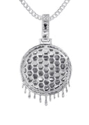 14K White Gold Diamond Round Drip Picture Pendant Necklace | 2.5 Carats | Appx. 21.9 Grams