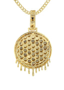 14K Yellow Gold Diamond Round Drip Picture Pendant Necklace | 2.5 Carats | Appx. 21.9 Grams
