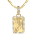 14K Yellow Gold Diamond Dog Tag Picture Pendant Necklace | 1.35 Carats | Appx. 15.8 Grams