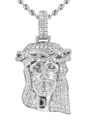 14K White Gold Diamond Jesus Head Necklace | 2.85 Carats