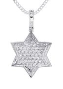 14K White Gold Diamond Star of David Necklace | 1.58 Carats