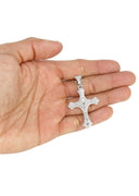 14K White Gold Diamond Cross Necklace | 1.46 Carats