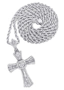 14K White Gold Diamond Cross Necklace | 2.46 Carats