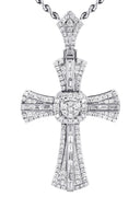 14K White Gold Diamond Cross Necklace | 2.46 Carats