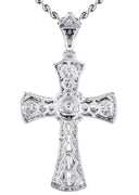 14K White Gold Diamond Cross Necklace | 2.46 Carats