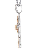 14K Two Tone Gold Diamond Cross Necklace | 2.46 Carats