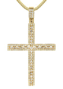 14K Yellow Gold Diamond Cross Necklace | 1.75 Carats