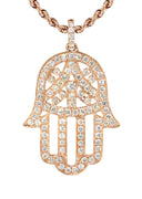 14K Rose Gold Diamond Hamsa Necklace | 2.02 Carats