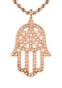 14K Rose Gold Diamond Hamsa Necklace | 2.02 Carats