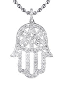 14K White Gold Diamond Hamsa Necklace | 2.02 Carats