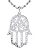 14K White Gold Diamond Hamsa Necklace | 2.02 Carats